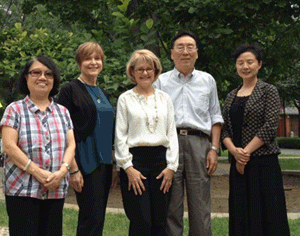From left to right: Yaohua Dai, Jane Squires, Melissa Behm, Zonghan Zhu, and Xiaoyan Bian