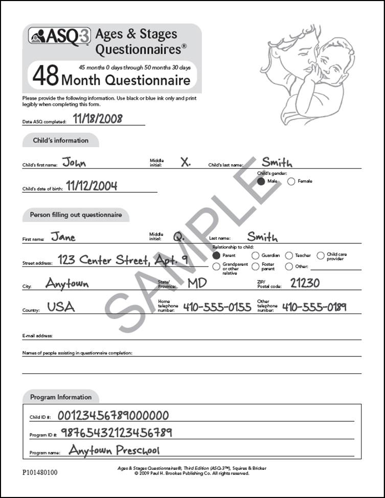 Asq 3 48 Month Questionnaire Ages And Stages