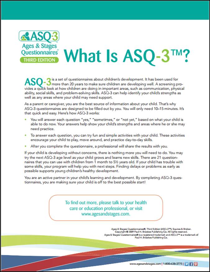 What is ASQ3? Ages and Stages