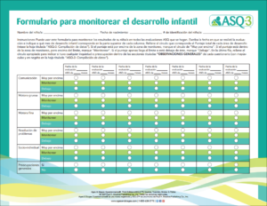 Formulario ASQ-3 para monitorear el desarrollo infantil