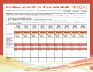 Formulario ASQ:SE-2 para monitorear el desarrollo infantil
