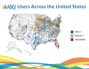 Map plotting ASQ users across the United States