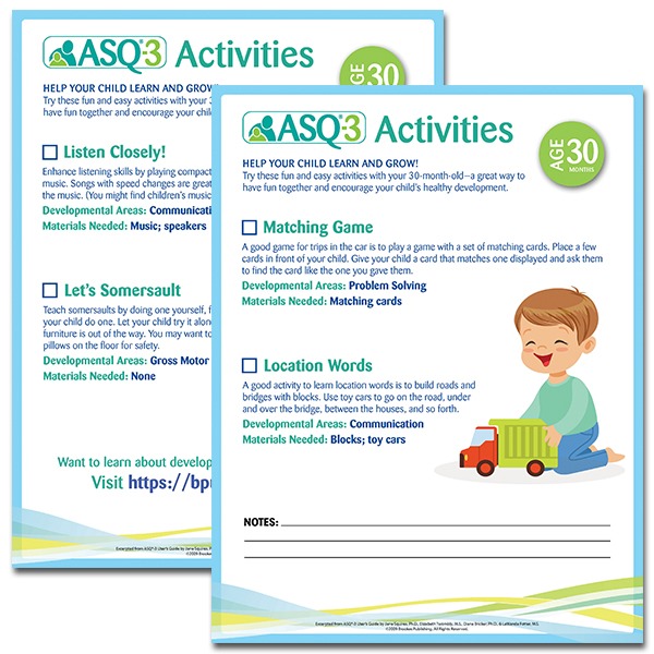 ASQ 3 Parent Activities 30 Months Ages And Stages