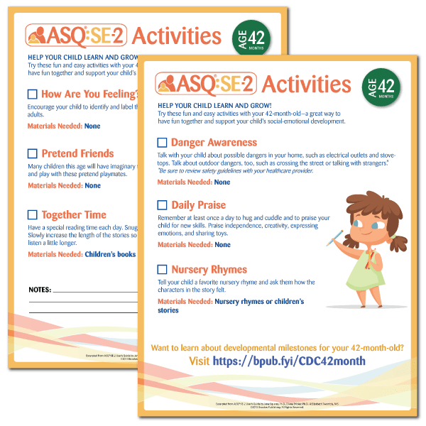 ASQ SE 2 Parent Activities 42 Months Ages And Stages